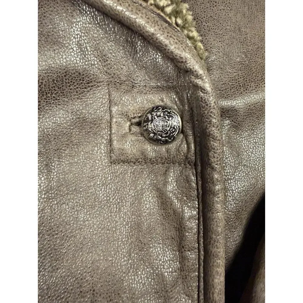 Metropolitan NY Leather Jacket Mens Medium Brown‎ Faux Shearling Lined Coat